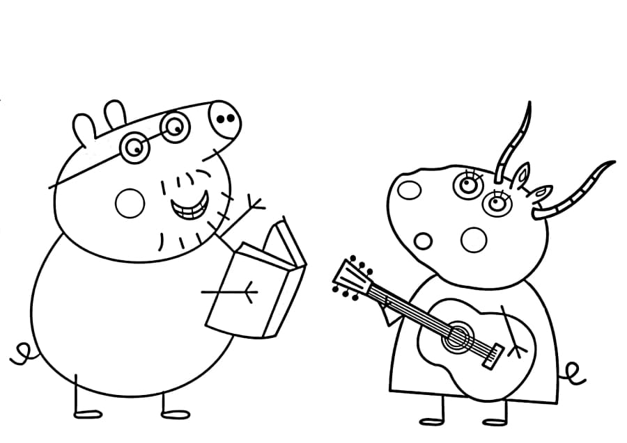 Malbuch Charakter aus dem Cartoon Peppa Pig
